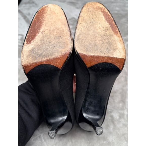 Stuart Weitzman Black Microfiber Leather Platform Heels Womens Size 7.5 C Office - Picture 6 of 9